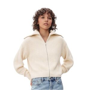 Everlane Cream Zip-Up Sweater